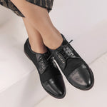 Black Oxfords with Dotted Tulle