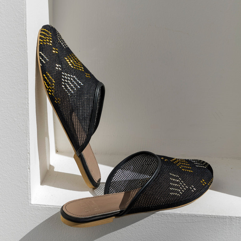 Round Tally Mules Black
