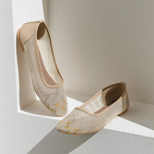 Mesh Tally Ballerinas Beige