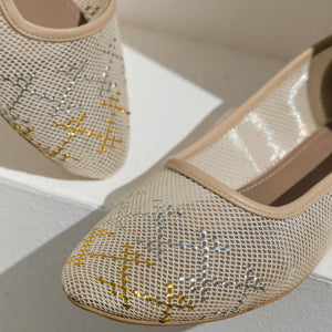 Mesh Tally Ballerinas Beige