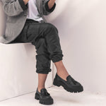 Tasseled Loafers Black Leather