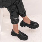 Tasseled Loafers Black Leather