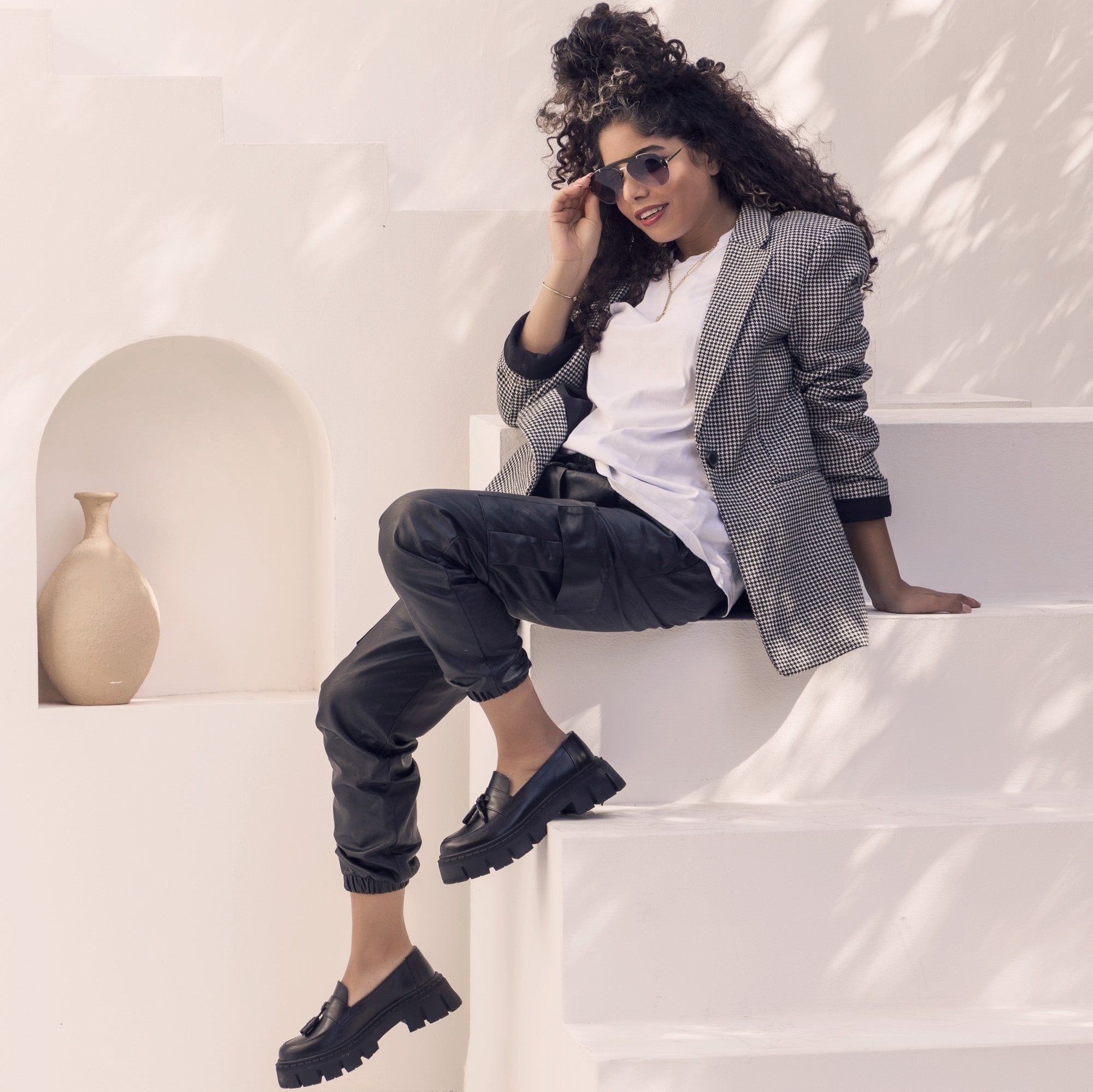 Tasseled Loafers Black Leather