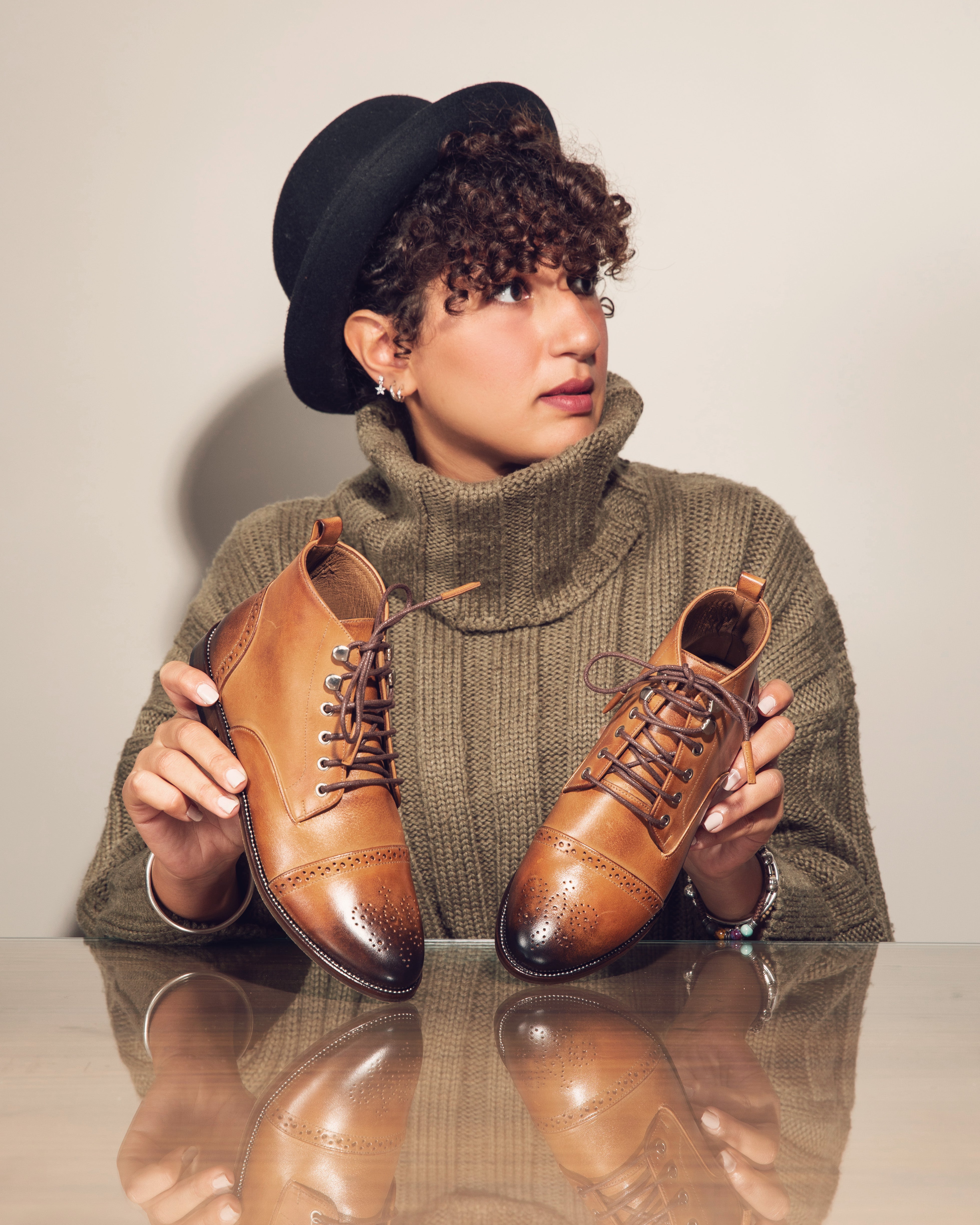 Brogue Boots Camel