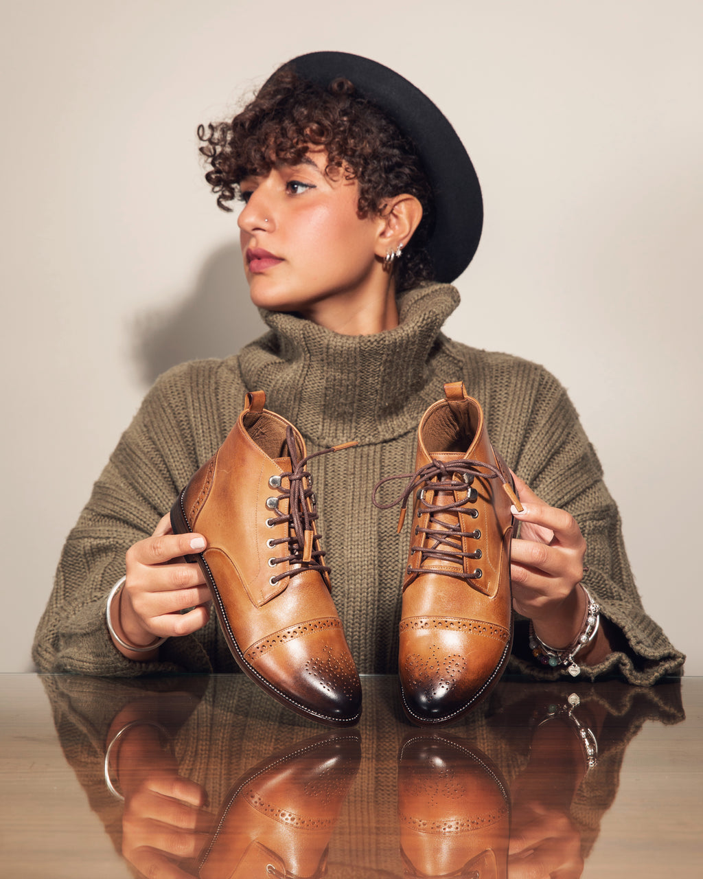 Brogue Boots Camel