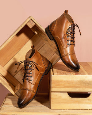 Brogue Boots Camel