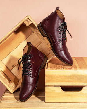 Brogue Boots Burgundy