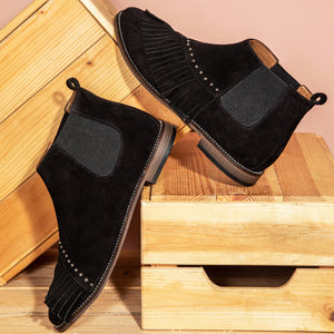 Fringed Chelsea Boots Black