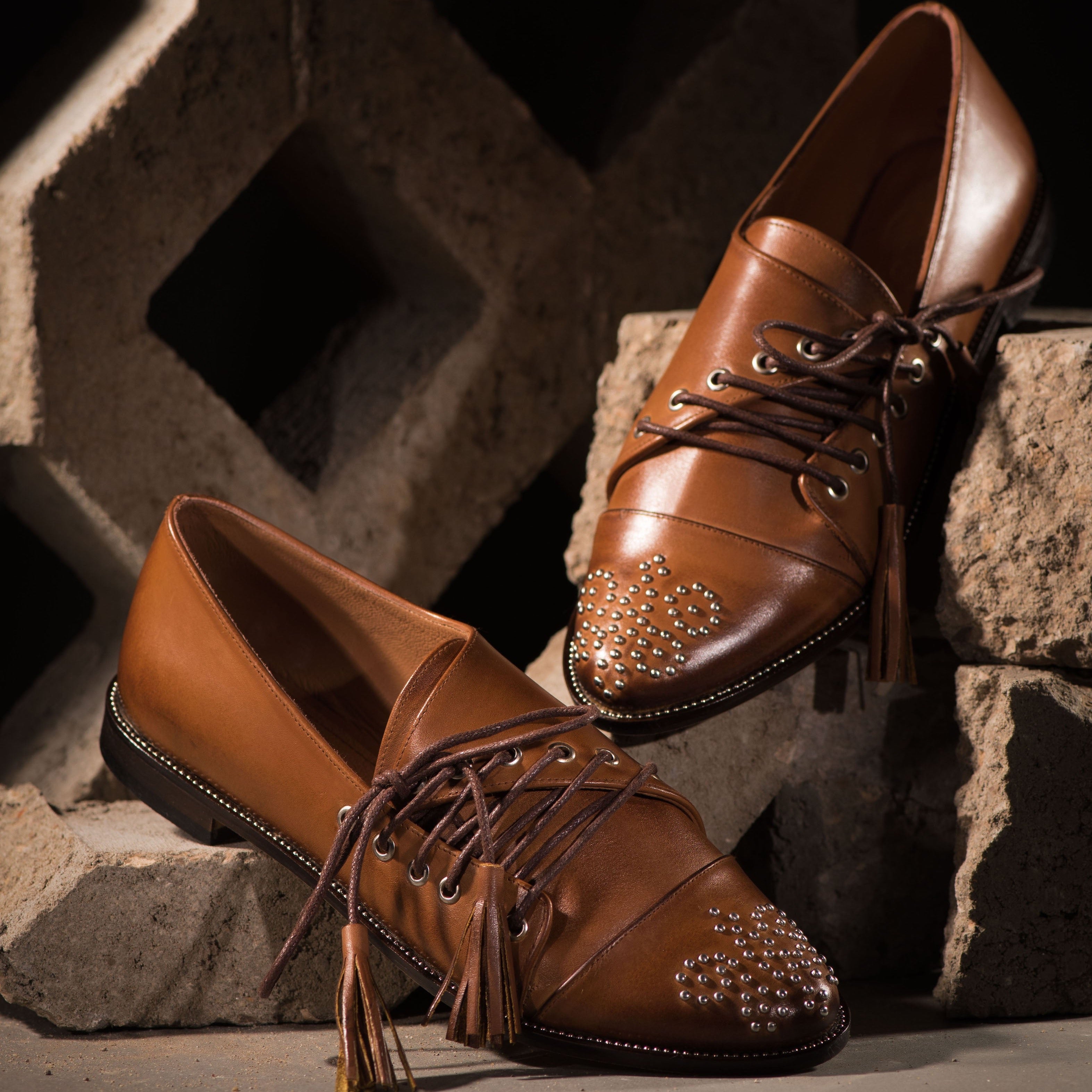 Studded Oxfords Camel