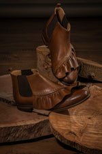 Ruffled Chelsea Boots Camel