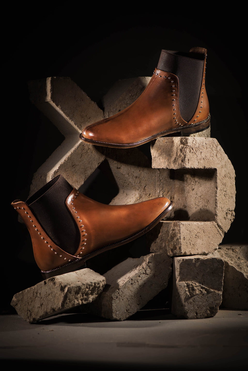 Studded Chelsea Boots Camel