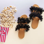 Double Strap Slippers Black