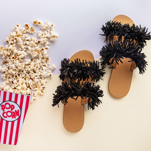 Double Strap Slippers Black