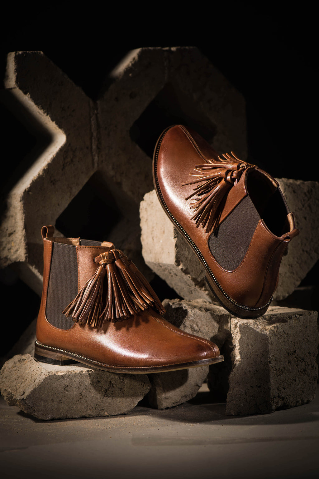 Chelsea Boots with Tassels Camel