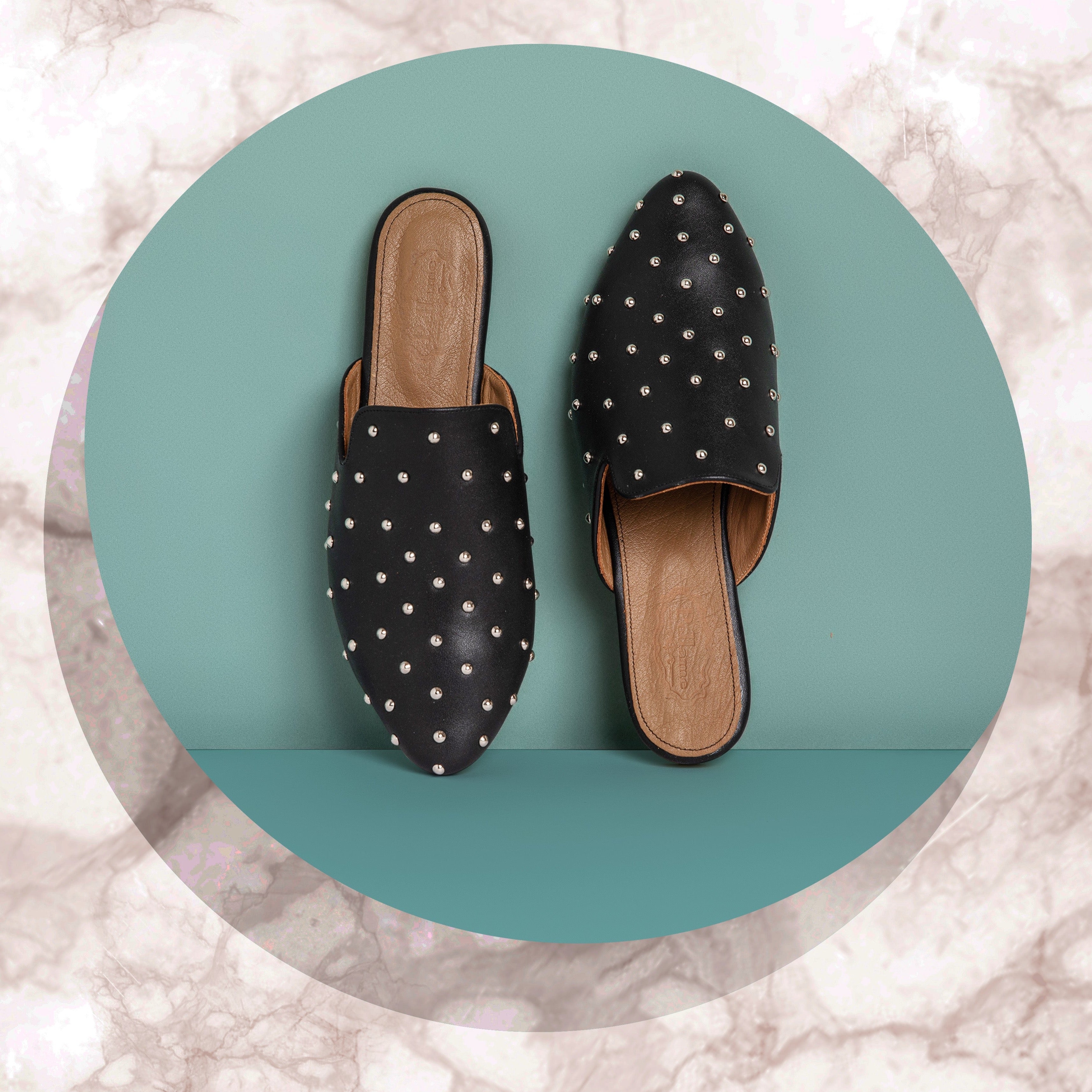 Studded Mules Black