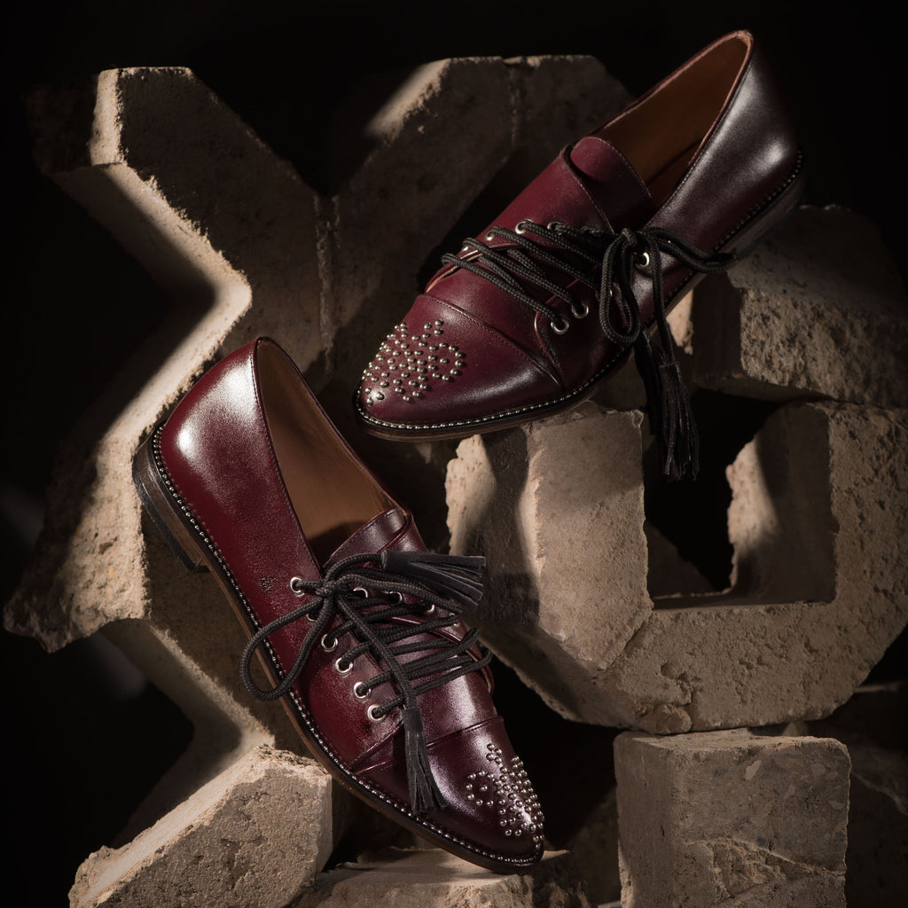 Studded Oxfords Burgundy