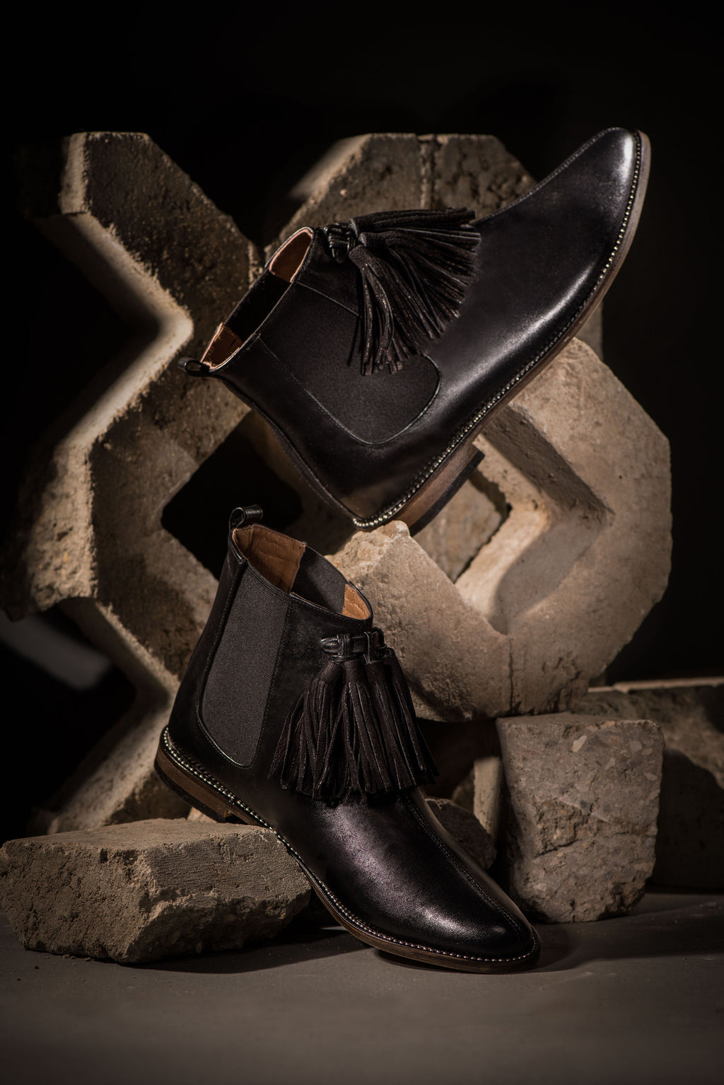 Chelsea Boots with Tassels Black