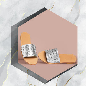 Studded Slippers Silver