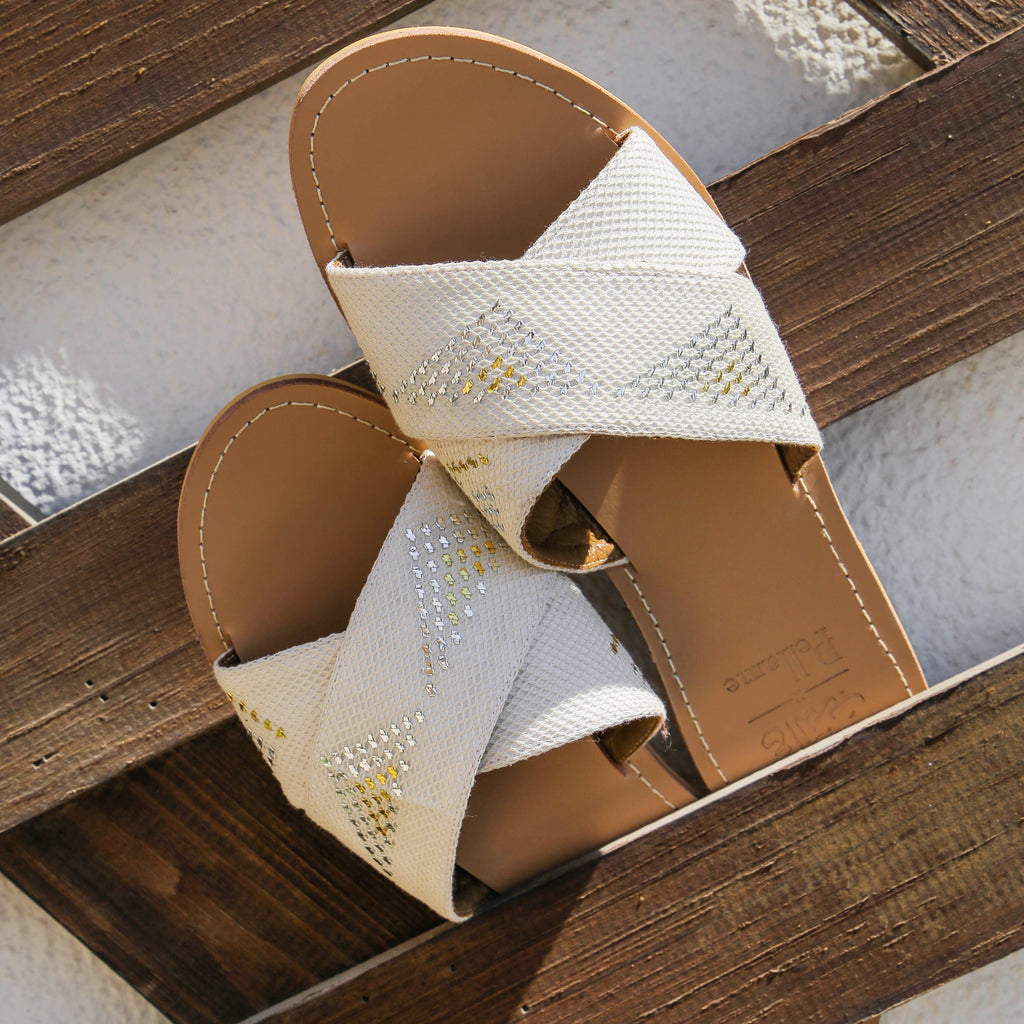 Criss-Cross Slippers Beige Tally