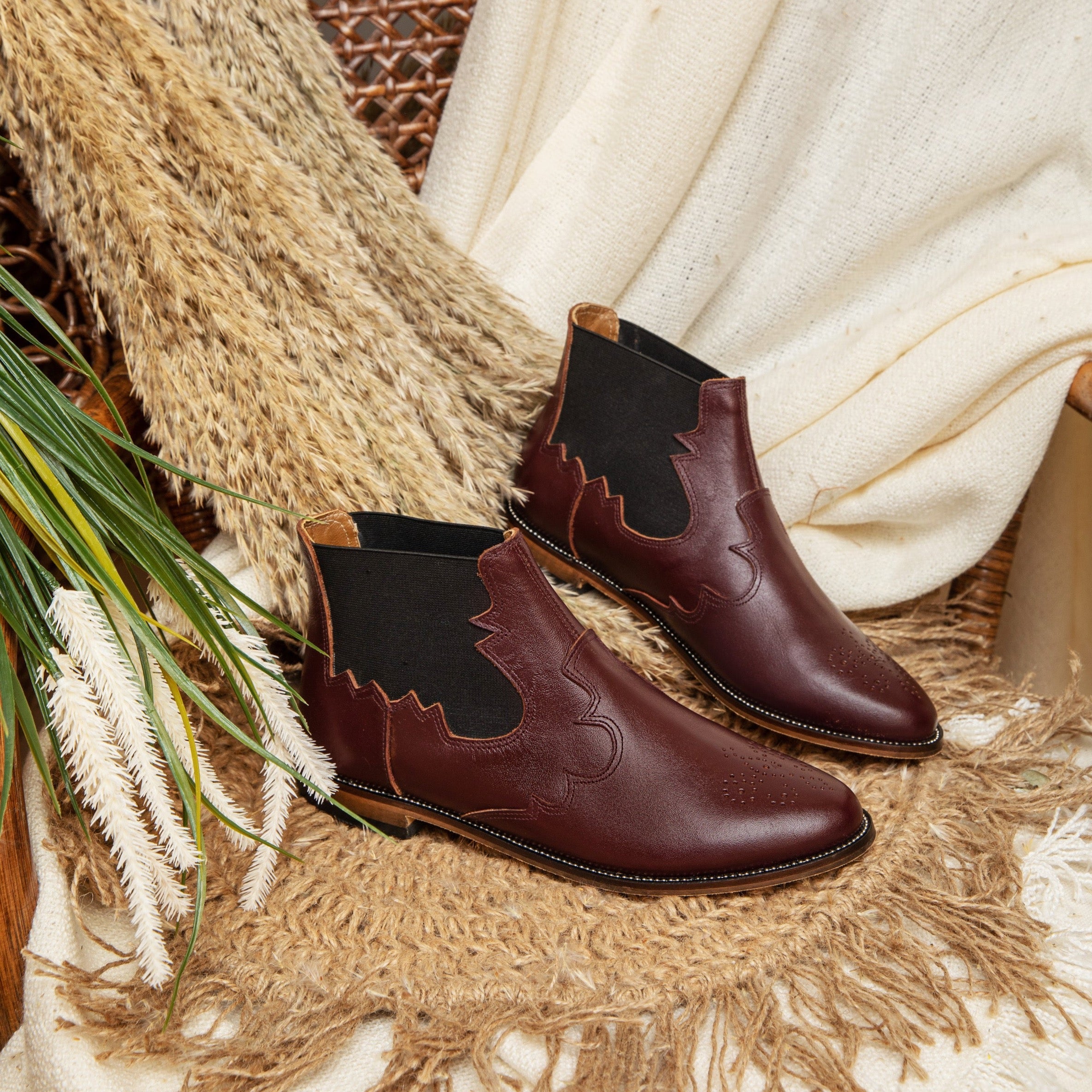 Western Chelsea Boots Burgundy