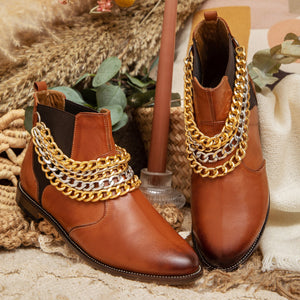 Chains Chelsea Boots Camel