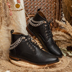 Brogue Boots with Chains Black