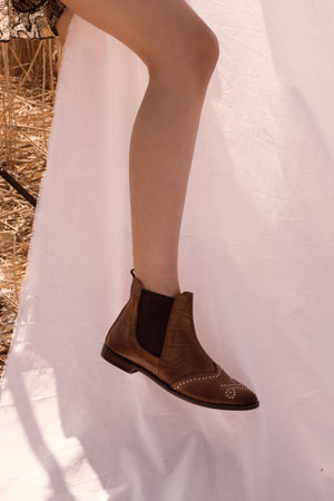 Chelsea Boots Crocodile Camel