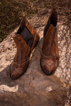 Chelsea Boots Crocodile Camel