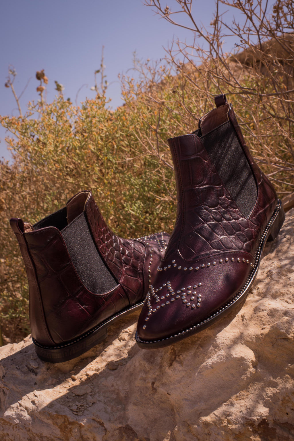 Chelsea Boots Crocodile Burgundy