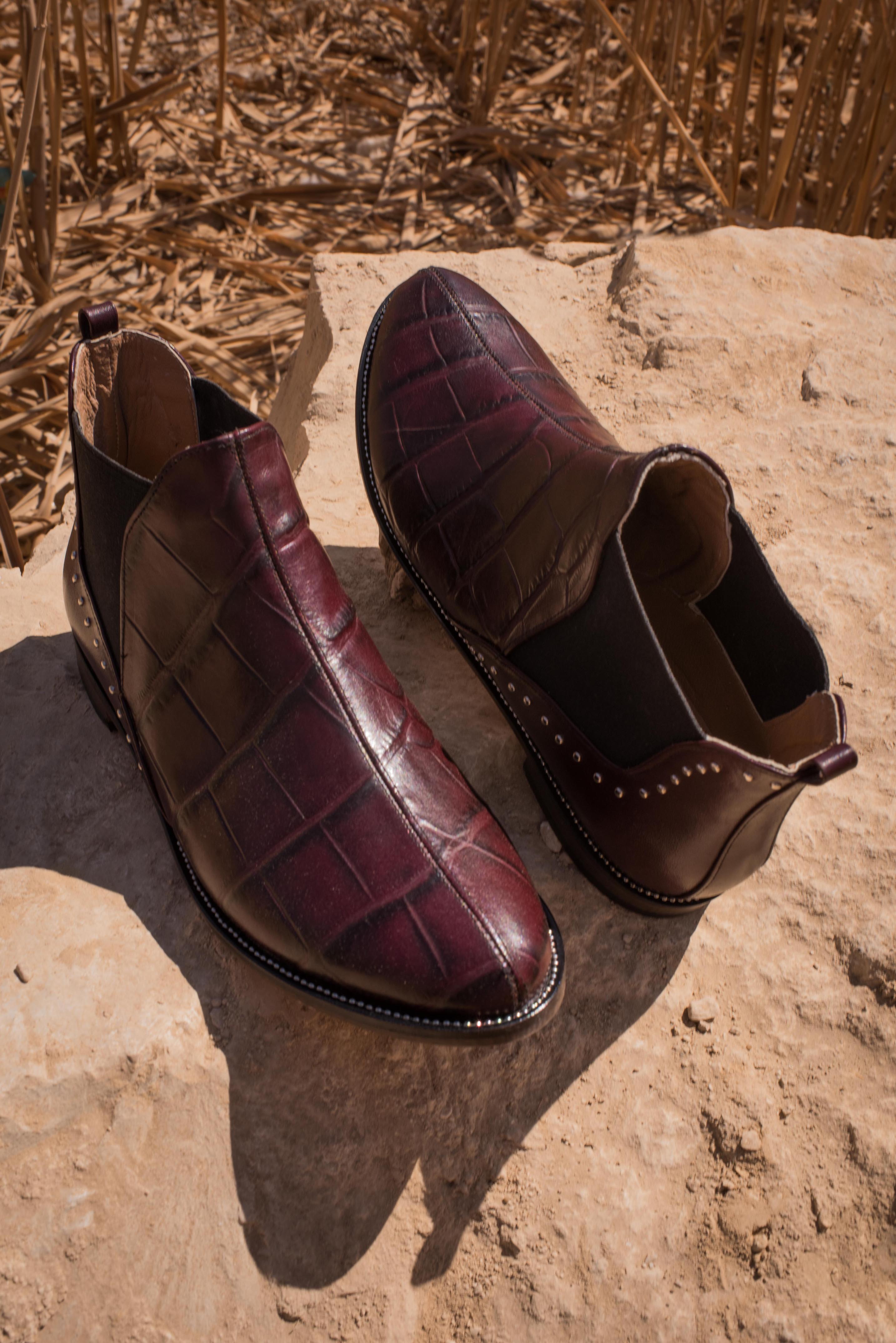 Crocodile Chelsea Boots Burgundy