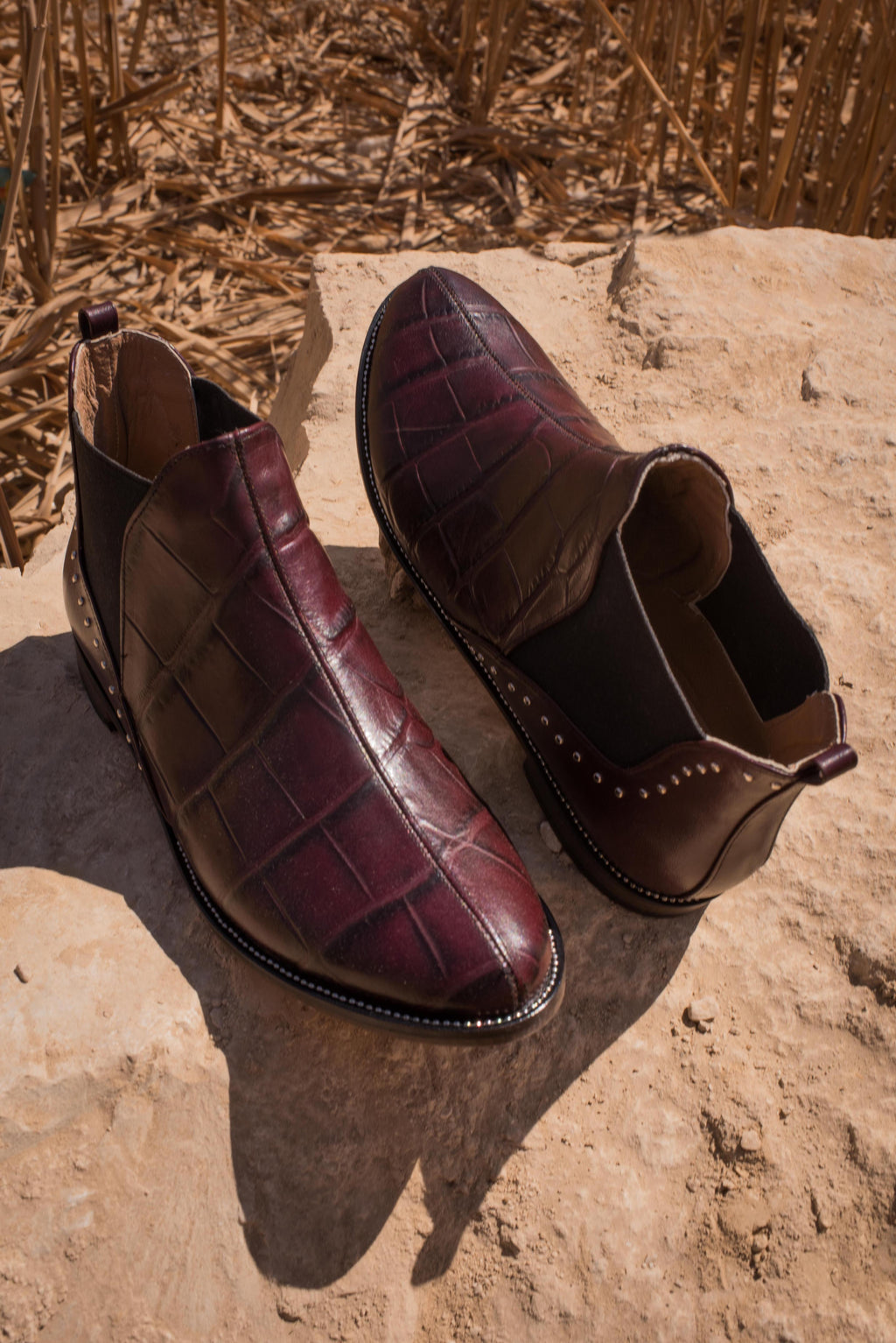 Crocodile Chelsea Boots Burgundy