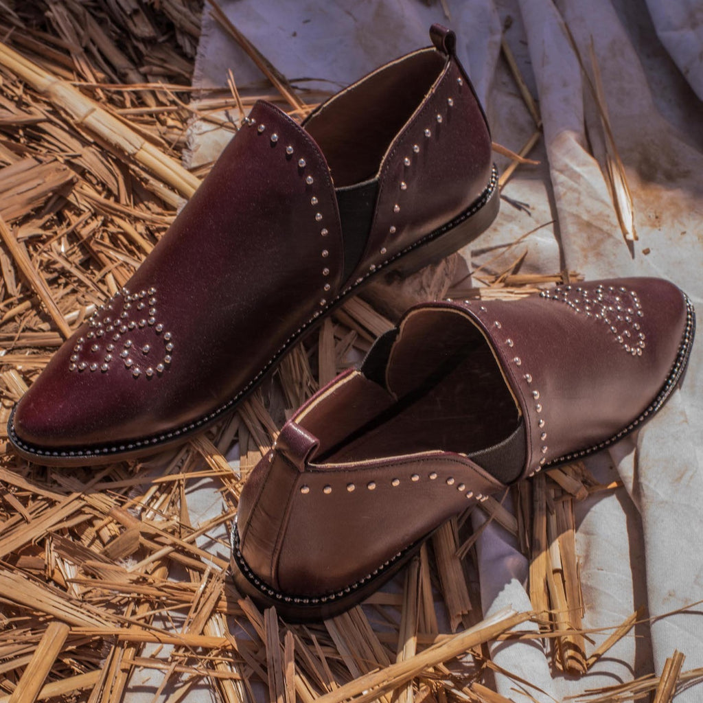 Pointed Chelsea Flats Burgundy