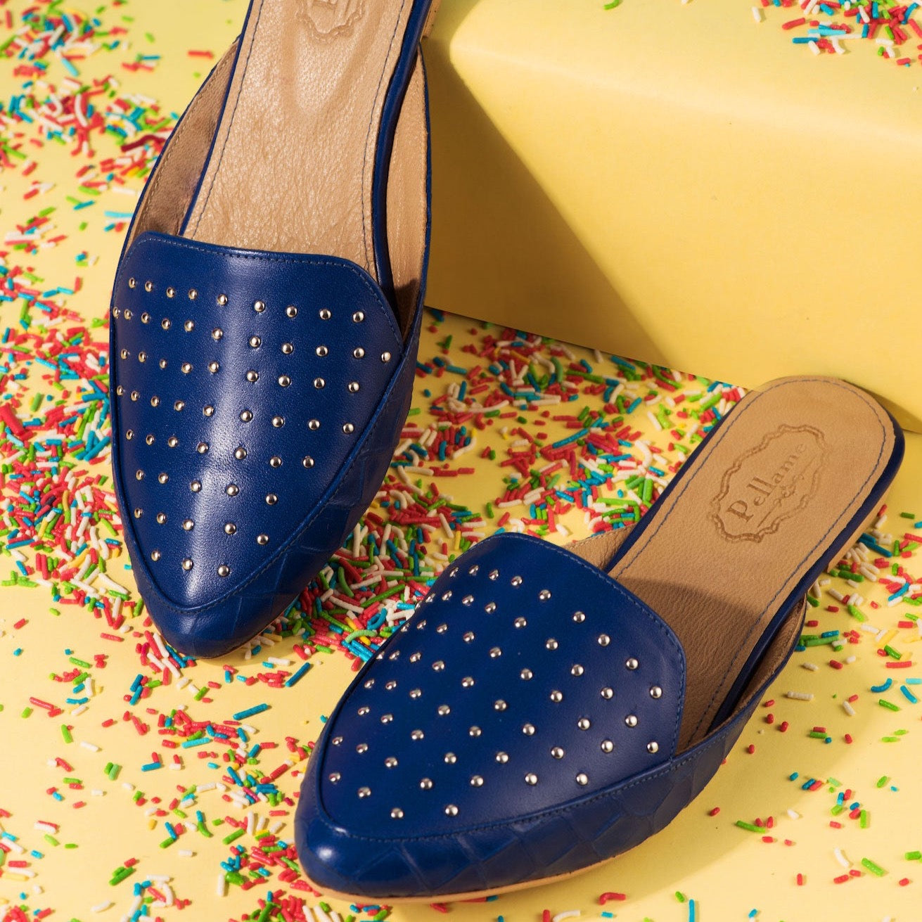 Point-Toe Mules Blue