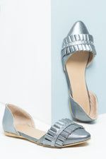 Pointed Flats Metallic Sky Blue