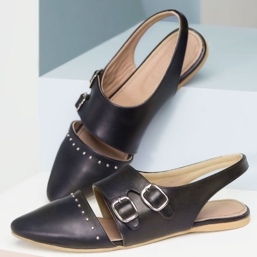 Slingback Pointed Flats Black