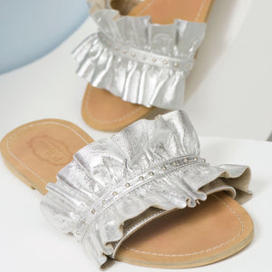 Ruffled Slippers Silver