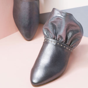 Ruffled Mules Metallic Sky-Blue