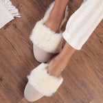 Furry Home Slippers Beige