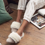 Furry Home Slippers Beige
