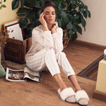 Furry Home Slippers Beige