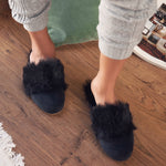 Furry Home Slippers Black