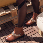 Chains Combat Boots Camel