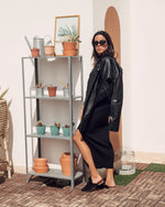 Square Fur Mules Black