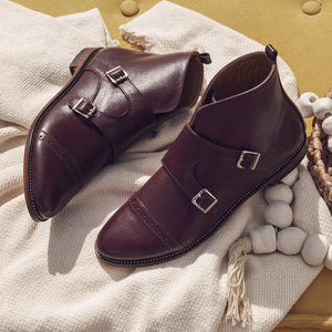 Monk Strap Boots Burgundy