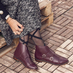 Monk Strap Boots Burgundy