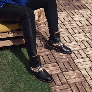 Chains Combat Boots Black