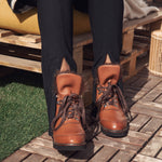 Combat Fur Lace up Boots Camel