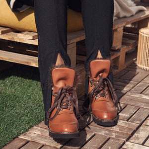 Combat Fur Lace up Boots Camel