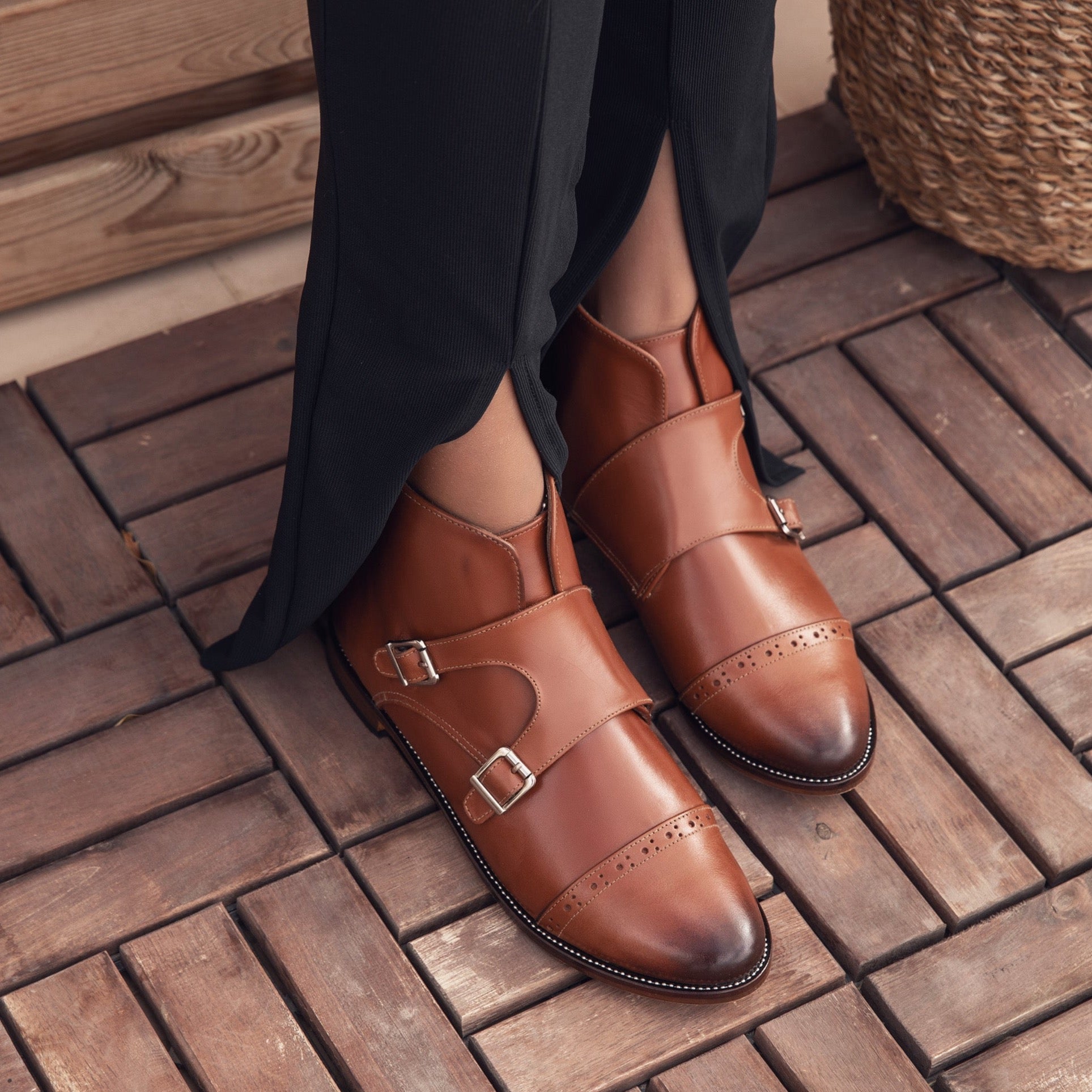 Monk Strap Boots Camel