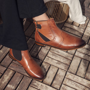 Buckled Chelsea Boots Camel